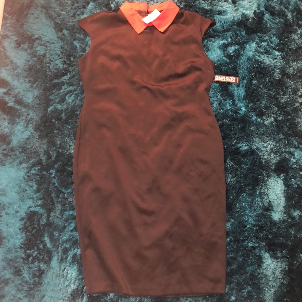 NY & Co black & red midi dress